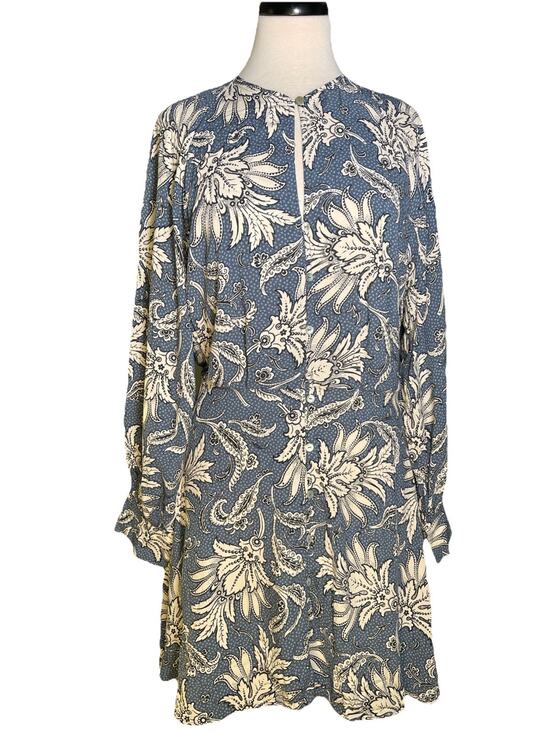 H&M Dresses & Skirts - H&M Women's Size Medium Dusty Blue Paisley Long Sleeve Collared Midi Dress NWT